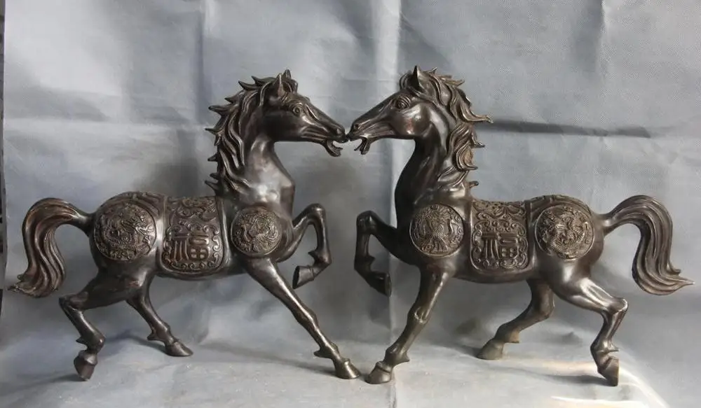 Chinese Royal Bronze Copper Fengshui Lucky Dragon Phoenix War Horse Statue Pair
Chinese Royal Bronze Copper Fengshui Lucky Dragon Phoenix War Horse Statue Pair