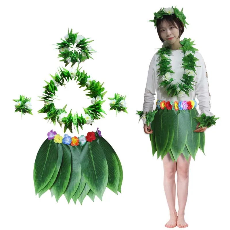 

5pcs/set Women Turtle Leaves Hawaiian Dance Costumes lady Hula Skirt Hawaiian Party Grass Clothing Dress Decorations