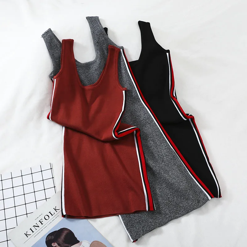 2019 new fashion women's dresses Slim fit color matching thin round neck casual simple long vest dress G659
2019 new fashion women's dresses Slim fit color matching thin round neck casual simple long vest dress G659