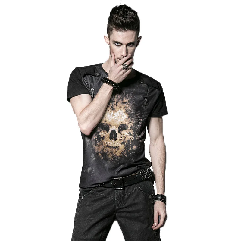 Punk Men's T-Shirt Cool Skull printing Black T-shirts Short Sleeves Top Tees Summer New Arrival
Punk Men's T-Shirt Cool Skull printing Black T-shirts Short Sleeves Top Tees Summer New Arrival