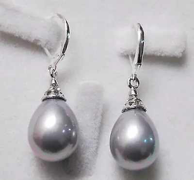 Free Shipping >> 12X16MM Grey South Sea Shell Pearl Drop Dangle Ho ok Earrings AAA
Free Shipping >> 12X16MM Grey South Sea Shell Pearl Drop Dangle Ho ok Earrings AAA