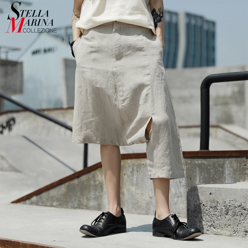 New 2019 Korean Style Women Solid Khaki Irregular Linen Pants Elastic Waist Female Unique Casual Streetwear Pants Trousers J076
New 2019 Korean Style Women Solid Khaki Irregular Linen Pants Elastic Waist Female Unique Casual Streetwear Pants Trousers J076