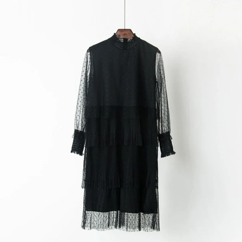 CHANGYUGE 2018 New Spring Autumn Fashion Women Dot Lace Dress Female Casual Multi-layer Mesh Lady Dress Black
CHANGYUGE 2018 New Spring Autumn Fashion Women Dot Lace Dress Female Casual Multi-layer Mesh Lady Dress Black