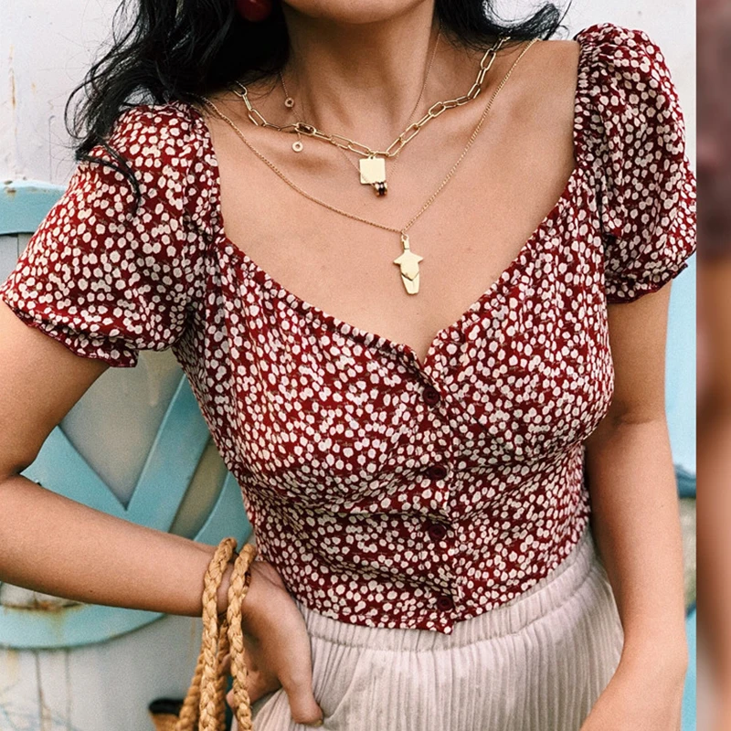 Summer Tops Shirt 2019 Women slim short V-neck Puff Sleeve Skinny floral Blouse shirt Tops vintage for Womens shirts blouses
Summer Tops Shirt 2019 Women slim short V-neck Puff Sleeve Skinny floral Blouse shirt Tops vintage for Womens shirts blouses