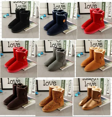 2018 UBZ brand fashion style women snow boots cowhide leather Mid-Calf Boots female warm wniter boots shoes ladies boots