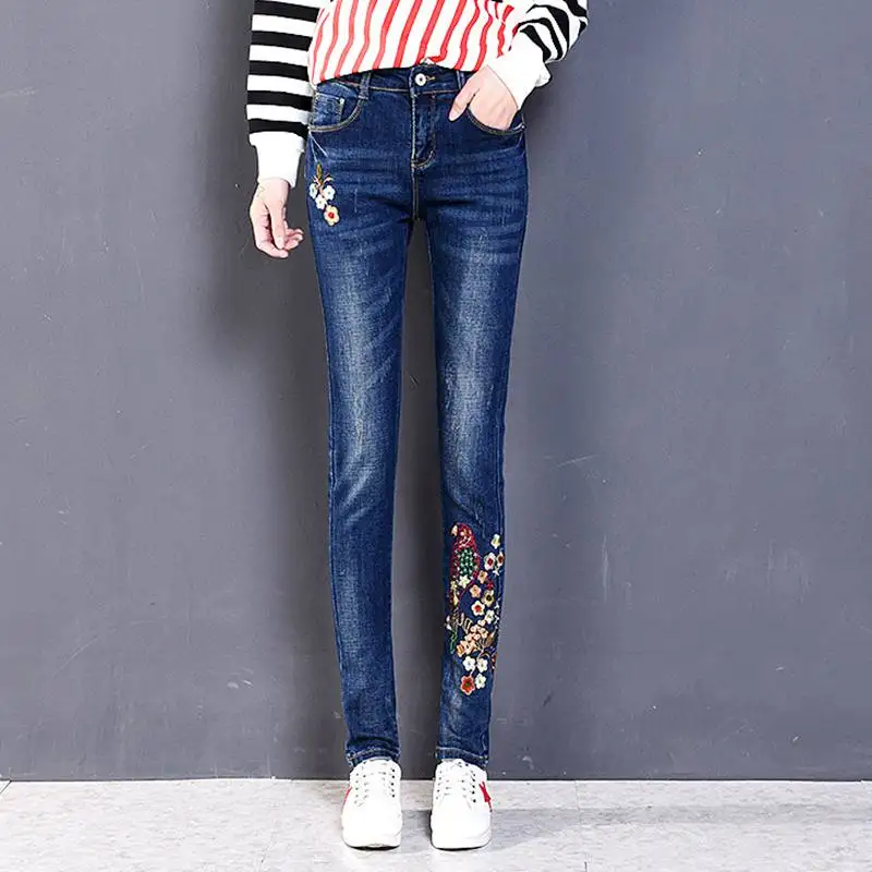 lady fashion flower embroidery denim pant women casual street skinny jeans female floral patchwork slim pencil pants
lady fashion flower embroidery denim pant women casual street skinny jeans female floral patchwork slim pencil pants