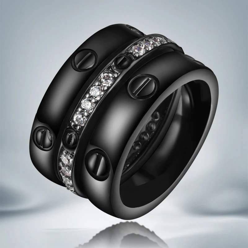 

Victoria Wieck Hot Jewelry AAA CZ Simulated stones 10KT Black Gold Filled 3 wedding Band Ring Set Gift Size 5-11 Free shipping
