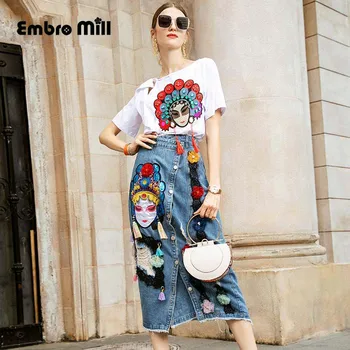 Autumn The New folk-custom embroidery Facebook T-shirt +tassel splice Lace Denim skirt 2 piece set women vintage S-XL
Autumn The New folk-custom embroidery Facebook T-shirt +tassel splice Lace Denim skirt 2 piece set women vintage S-XL