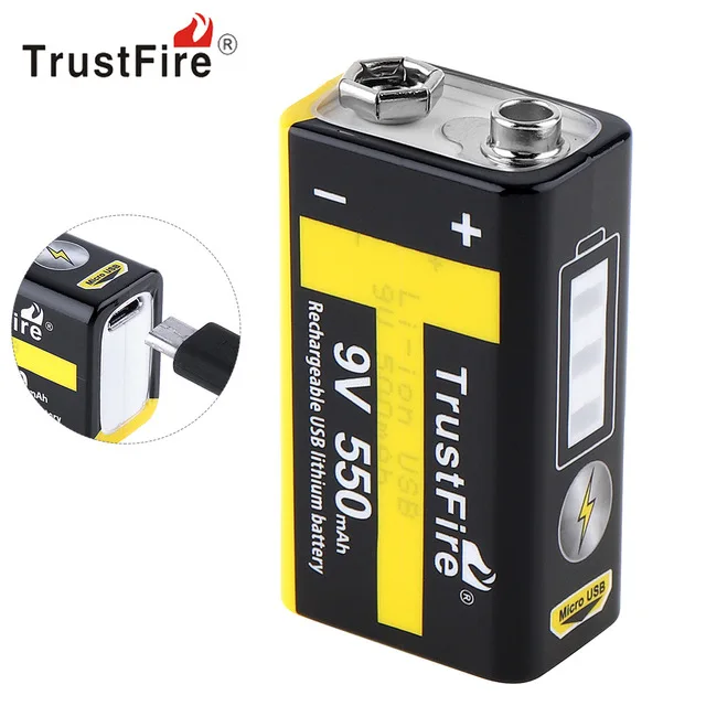 TrustFire 550mAh 9V Battery Rechargeable USB Lithium Battery with Safety Relief Valve LED Indicator for Multimeter Microphone
TrustFire 550mAh 9V Battery Rechargeable USB Lithium Battery with Safety Relief Valve LED Indicator for Multimeter Microphone