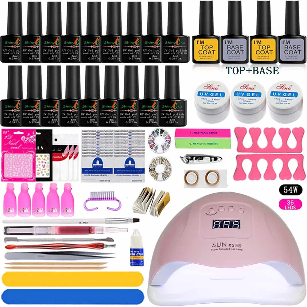 Nail Set 54W/48W/36W UV LED Gel Lamp For Nail Manicure Set 18/12/6 pcs Nail Polish Set Extension Brushes Tools Kit For Manicure
Nail Set 54W/48W/36W UV LED Gel Lamp For Nail Manicure Set 18/12/6 pcs Nail Polish Set Extension Brushes Tools Kit For Manicure