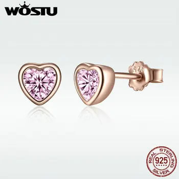 WOSTU Real 100% 925 Sterling Silver Rose Gold Heart Stud Earrings For Women Sparkling Pink CZ Fashion Jewelry Silver Party Gift
WOSTU Real 100% 925 Sterling Silver Rose Gold Heart Stud Earrings For Women Sparkling Pink CZ Fashion Jewelry Silver Party Gift