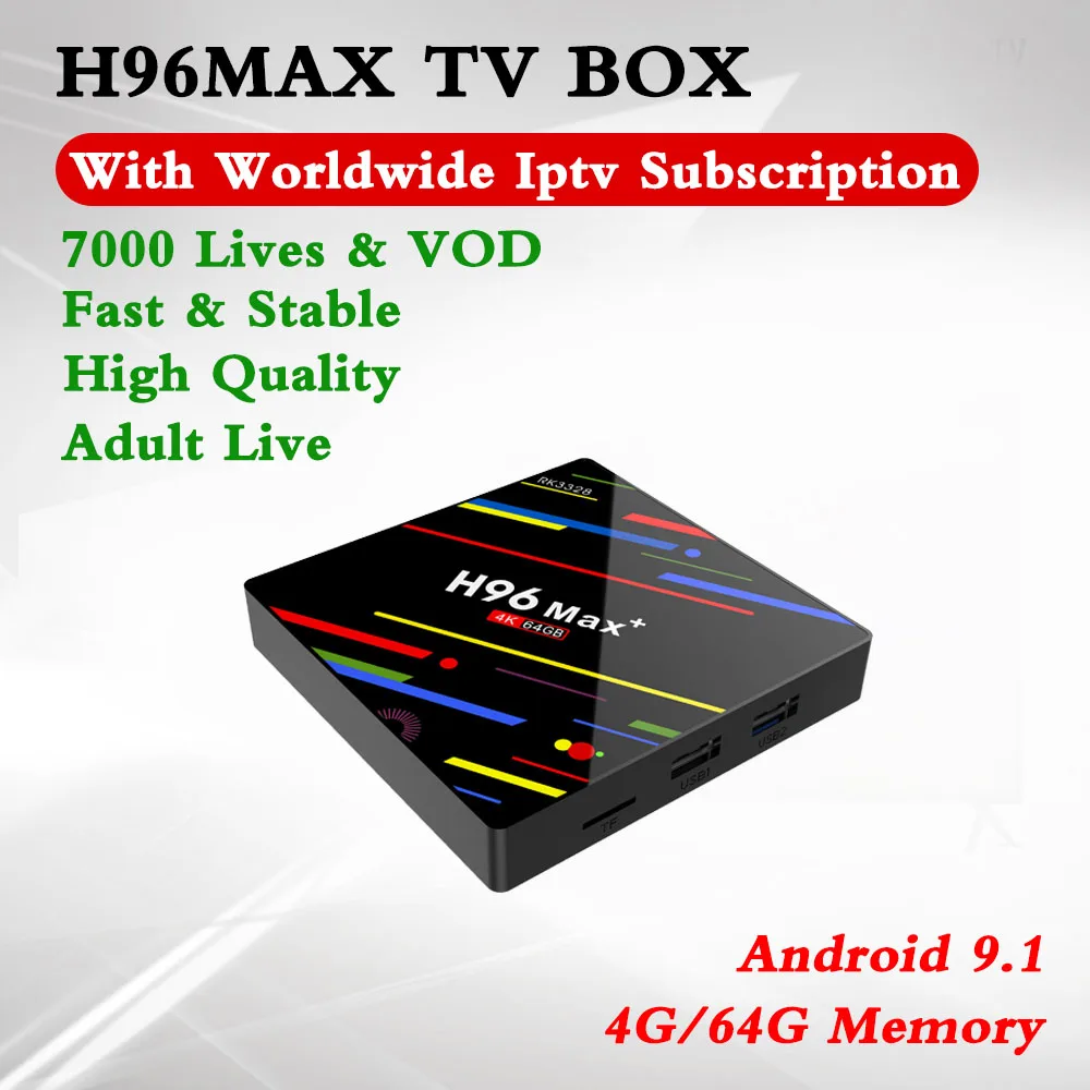 H96MAX Android 9.0 Box 4G/64G BT4.0 With Acebird Pro Iptv Subscription 7000Live Sweden Netherlands UK US Canada Israel Adult EPG
H96MAX Android 9.0 Box 4G/64G BT4.0 With Acebird Pro Iptv Subscription 7000Live Sweden Netherlands UK US Canada Israel Adult EPG