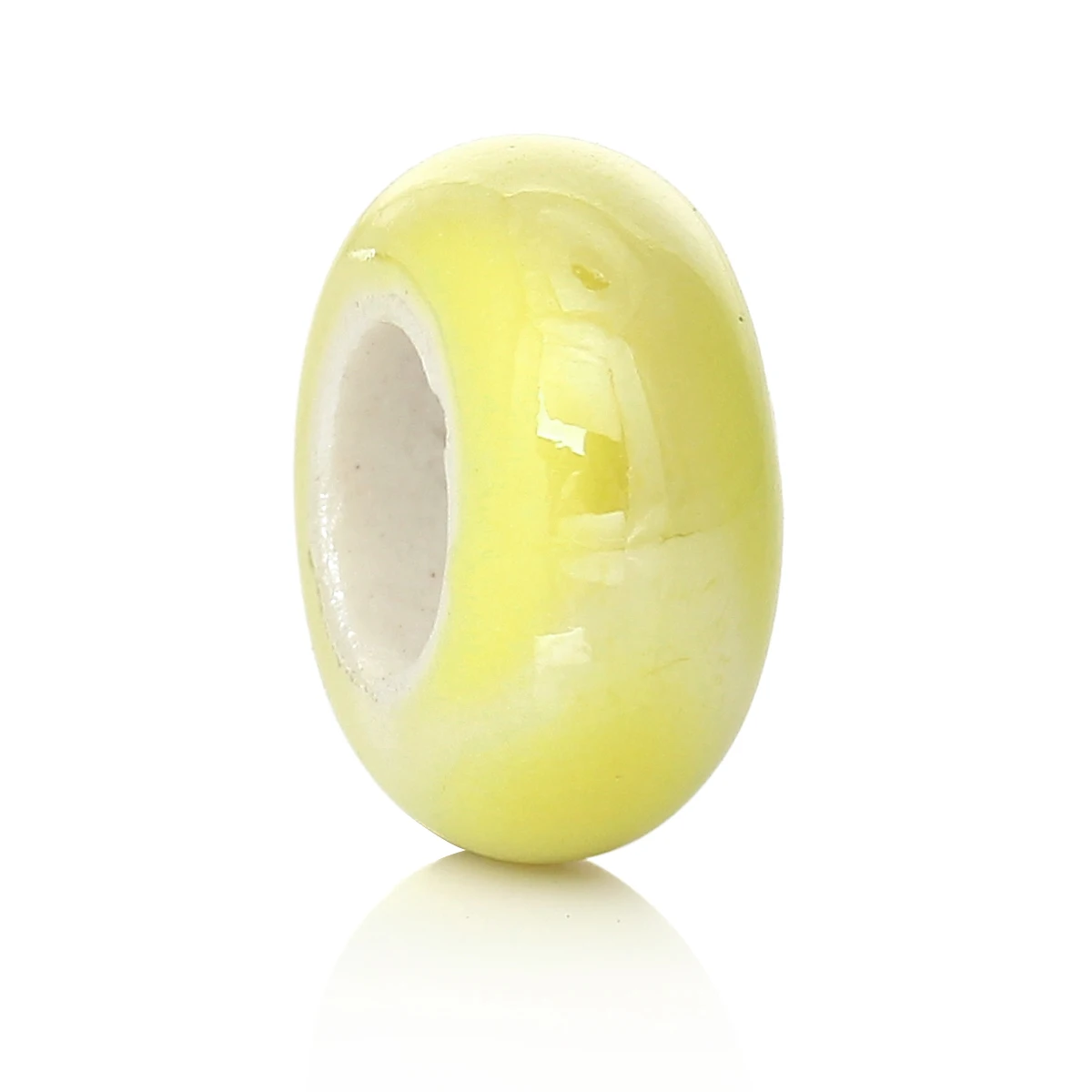 DoreenBeads модный керамический плоский круглый лимонно-желтый цвет AB около 13 мм x 6