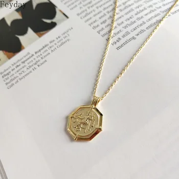 Vintage Octagon Coin Pendant Choker Necklaces S925 Sterling Sliver Gold Coin Pendant Necklace for Women Fashion Jewelry Party
Vintage Octagon Coin Pendant Choker Necklaces S925 Sterling Sliver Gold Coin Pendant Necklace for Women Fashion Jewelry Party