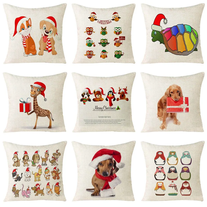 2019 Christmas Animals Cushion Cover Dog Giraffe Turtle Throw Pillow Cover Cotton Linen Decorative Cushion Cover for Sofa Car
2019 Christmas Animals Cushion Cover Dog Giraffe Turtle Throw Pillow Cover Cotton Linen Decorative Cushion Cover for Sofa Car