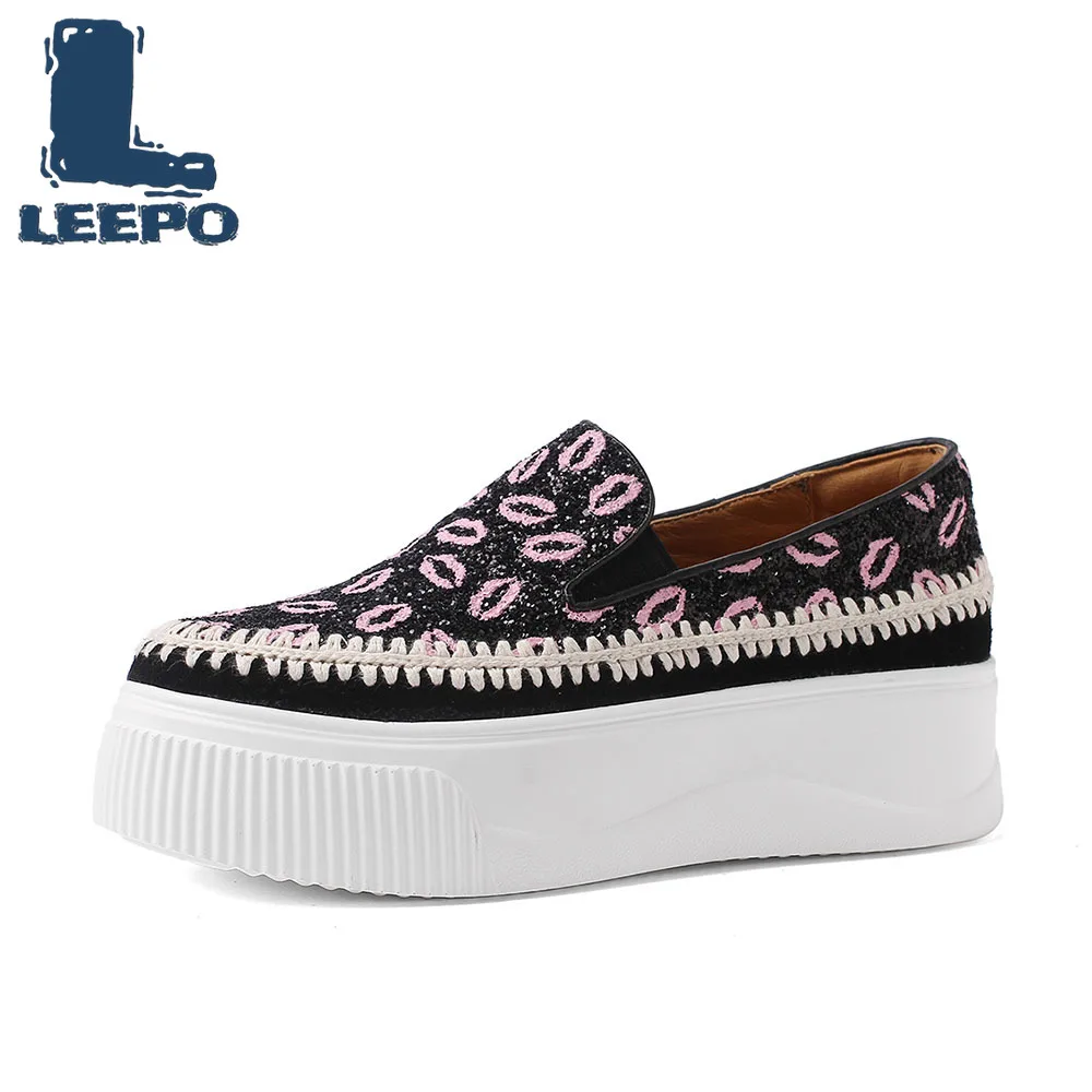 LEEPO Women Loafers Platform Polka Dot Shoes Ladies Pink Graffiti Slip-On Flats Woman Handmade Cow Leather Platform Flats Shoes
LEEPO Women Loafers Platform Polka Dot Shoes Ladies Pink Graffiti Slip-On Flats Woman Handmade Cow Leather Platform Flats Shoes