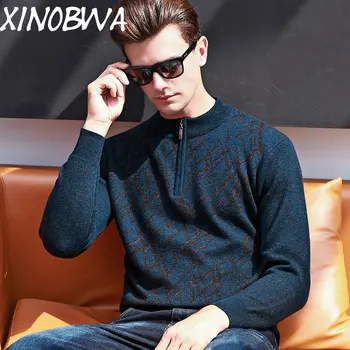 Europe New Men's Fashion Stand Collar Zip Plaid 100% Wool Thick Warm Sweater Male Casual Loose Sweater Jacket moletom masculino
Europe New Men's Fashion Stand Collar Zip Plaid 100% Wool Thick Warm Sweater Male Casual Loose Sweater Jacket moletom masculino