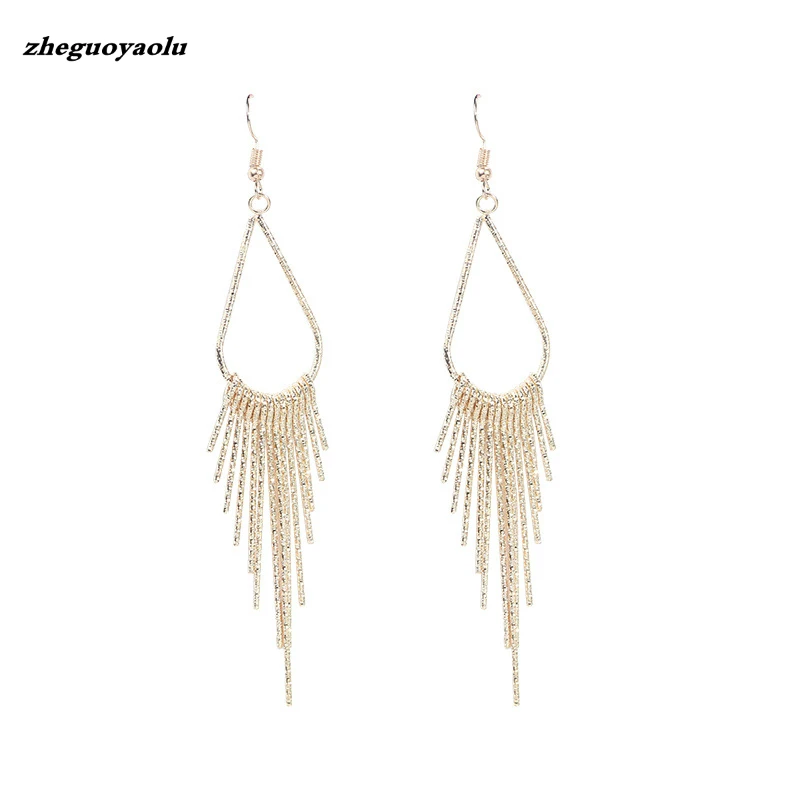 2019 Fashion Women's Fashion Gold / Silver Streamlined Tassel Long Earrings Bohemian Women's Dresses Pendante Femme Brincos
2019 Fashion Women's Fashion Gold / Silver Streamlined Tassel Long Earrings Bohemian Women's Dresses Pendante Femme Brincos