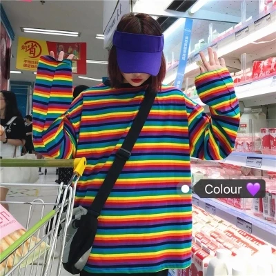 YouGeMan 2018 Autumn Women Hoodies Sweatshirts Korean Ulzzang Harajuku Rainbow Striped Long Sleeve Hoody Sweatshirt Female Top
YouGeMan 2018 Autumn Women Hoodies Sweatshirts Korean Ulzzang Harajuku Rainbow Striped Long Sleeve Hoody Sweatshirt Female Top