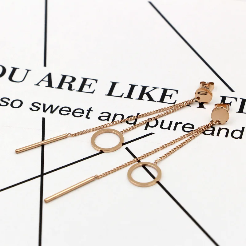 New Stainless Steel Strip And Round Drop Earrings Woman Fashion Titanium Steel 3 Colors Woman Earrings Jewelry Wholesale
New Stainless Steel Strip And Round Drop Earrings Woman Fashion Titanium Steel 3 Colors Woman Earrings Jewelry Wholesale