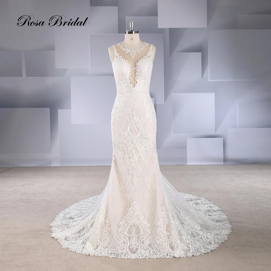 Rosabridal Mermaid Wedding Dress Champagne Deep V Neck heavy beading lace appliques embroidery open back Trumpet bridal gown
Rosabridal Mermaid Wedding Dress Champagne Deep V Neck heavy beading lace appliques embroidery open back Trumpet bridal gown