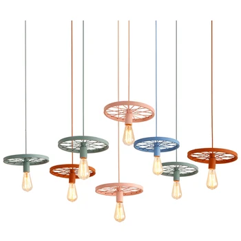 Creative wheel Iron art pendant lights macarons coffee shop clothing shop restaurant personal pendant lamp LED lighting fixture 
Creative wheel Iron art pendant lights macarons coffee shop clothing shop restaurant personal pendant lamp LED lighting fixture
