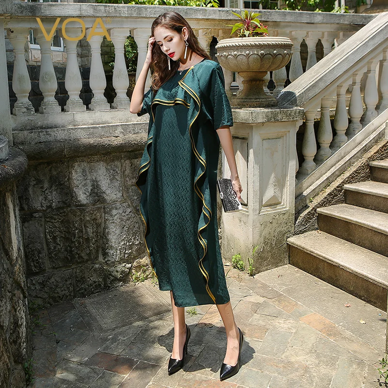 VOA Plus Size Abaya Loose Muslim Silk Dress Women hijab caftan Deep Green Half Sleeve Robe Pull Summer Dresses vestidos ALJ01801 
VOA Plus Size Abaya Loose Muslim Silk Dress Women hijab caftan Deep Green Half Sleeve Robe Pull Summer Dresses vestidos ALJ01801