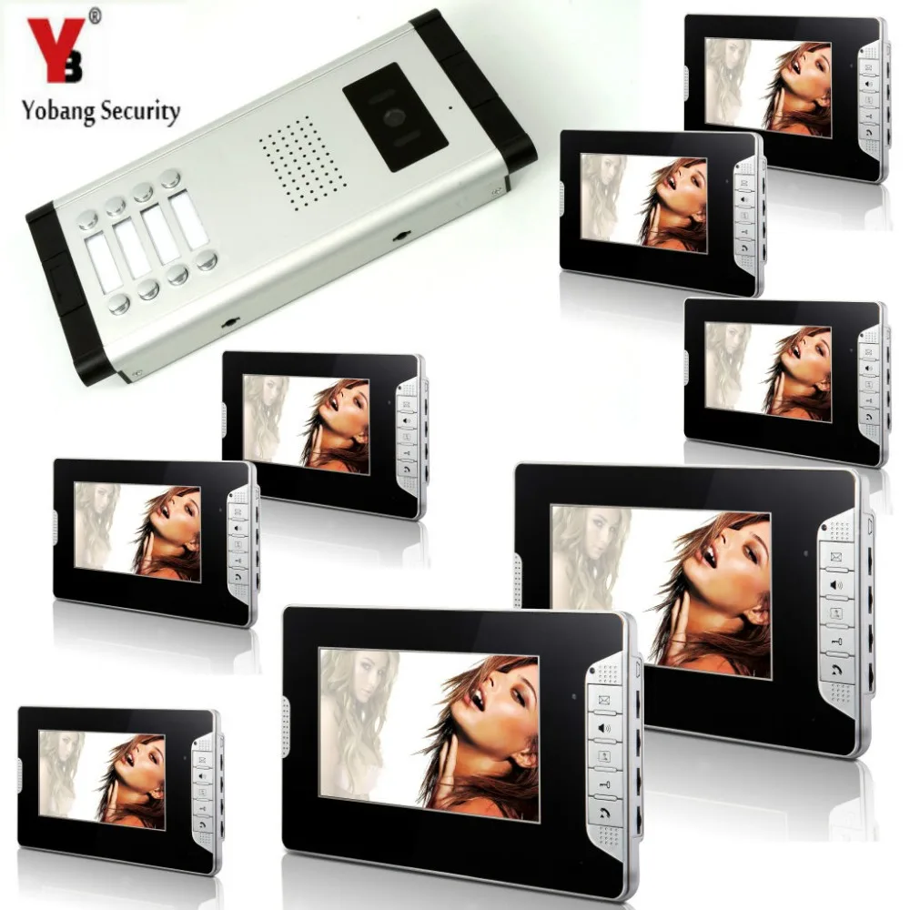Yobang Security Video Intercom Doorbell Door Phone System 7'Inch Monitor Visual Intercom Doorbell System For 8 Unit Apartment
Yobang Security Video Intercom Doorbell Door Phone System 7'Inch Monitor Visual Intercom Doorbell System For 8 Unit Apartment
