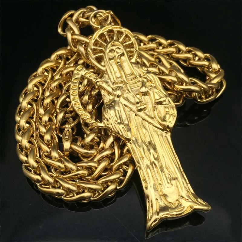 Titanium God of Death GOTHIC Gold Tone Stainless Steel Santa Muerte Holy Death Grim Reaper Pendant Necklace
Titanium God of Death GOTHIC Gold Tone Stainless Steel Santa Muerte Holy Death Grim Reaper Pendant Necklace