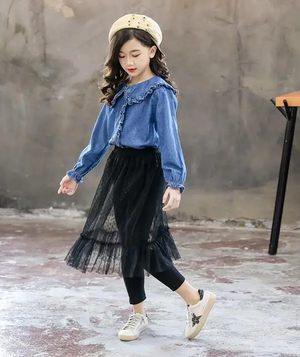 2019 new arrival girls spring suit Sweet fashion Korean style cowboy shirts+Wave point skirt t two pieces set Y20
2019 new arrival girls spring suit Sweet fashion Korean style cowboy shirts+Wave point skirt t two pieces set Y20