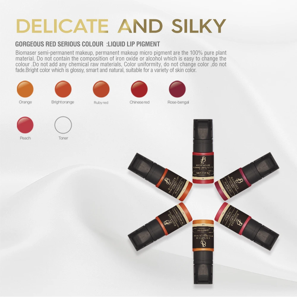 BIOMASER Tattoo Ink Permanent Lip Areola 5 Color Makeup pigment Cosmetic 12ml For Machine Mixed color Art Tattoo Supply
BIOMASER Tattoo Ink Permanent Lip Areola 5 Color Makeup pigment Cosmetic 12ml For Machine Mixed color Art Tattoo Supply