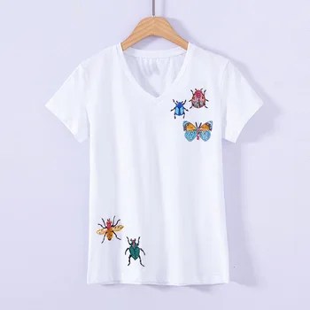 New Women Summer High Street Fashion Handmade Beading Rhinestone Animal Insects Printing Sexy T Shirt Female Large Size Shirts
New Women Summer High Street Fashion Handmade Beading Rhinestone Animal Insects Printing Sexy T Shirt Female Large Size Shirts