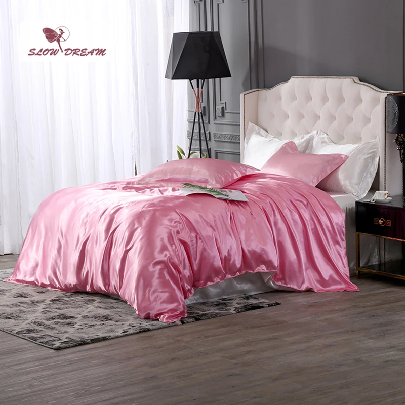 SlowDream Pink White Bedding Set Luxury 100%Silk Bed Linen Euro Bedspread Pillowcase Decor Home Bedclotehs Double Duvet Cover 
SlowDream Pink White Bedding Set Luxury 100%Silk Bed Linen Euro Bedspread Pillowcase Decor Home Bedclotehs Double Duvet Cover