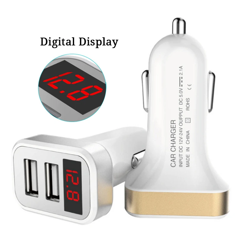 Car Charger LED Digital Display Dual Port USB Adapter 2.1A Car-charger Double USB for iPhone iPad Samsung Xiaomi Phone Charging
Car Charger LED Digital Display Dual Port USB Adapter 2.1A Car-charger Double USB for iPhone iPad Samsung Xiaomi Phone Charging