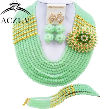 ACZUV 10 Rows Mint Green African Jewelry Set Nigerian Beads Wedding Jewelry Sets 10LBJZ010
ACZUV 10 Rows Mint Green African Jewelry Set Nigerian Beads Wedding Jewelry Sets 10LBJZ010