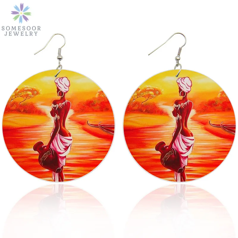 SOMESOOR African Tribal Headwrap Woman Artistic Wooden Drop Earrings Afrocentric Ethnic Retro Black Ear Jewelry Both Sides Paint
SOMESOOR African Tribal Headwrap Woman Artistic Wooden Drop Earrings Afrocentric Ethnic Retro Black Ear Jewelry Both Sides Paint