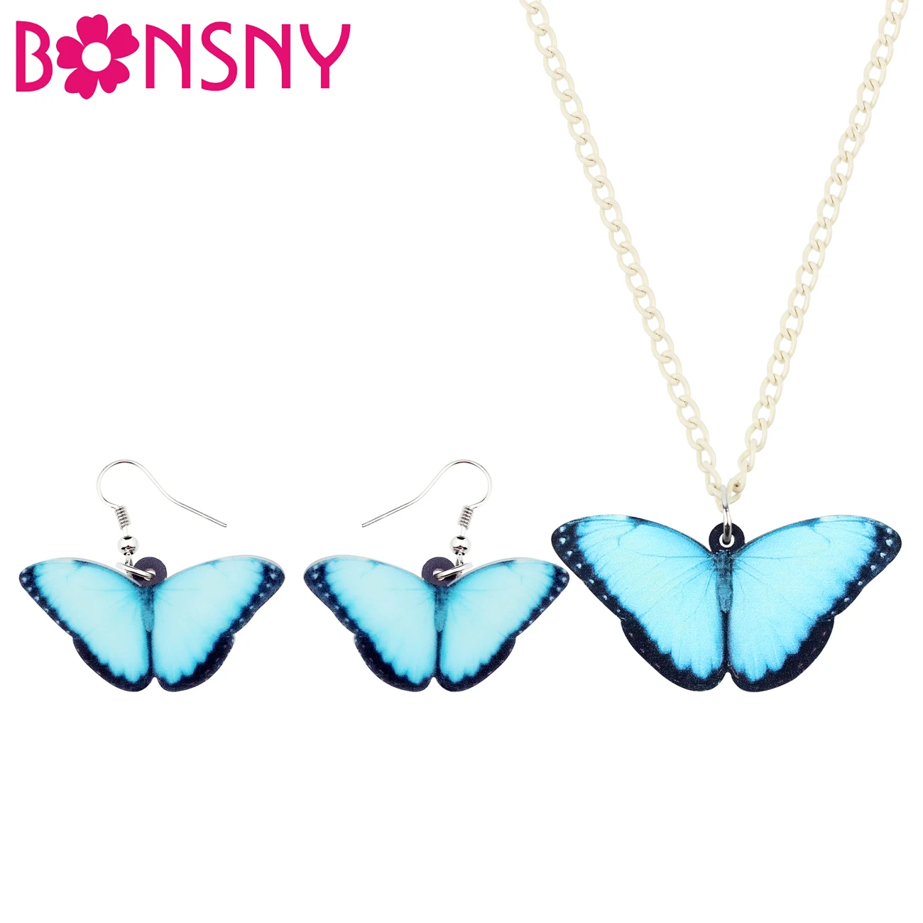 Bonsny Acrylic Blue Morpho Butterfly Insect Jewelry Sets Earrings Necklace Gift For Women Girls Ladies Spring Summer Accessories
Bonsny Acrylic Blue Morpho Butterfly Insect Jewelry Sets Earrings Necklace Gift For Women Girls Ladies Spring Summer Accessories