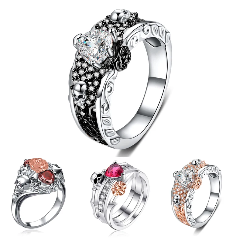 Gothic Skull rings For Women Punk Skeleton Ring set Finger Silver female Party Ring Girl Red Heart Crystal Flower Rings
Gothic Skull rings For Women Punk Skeleton Ring set Finger Silver female Party Ring Girl Red Heart Crystal Flower Rings