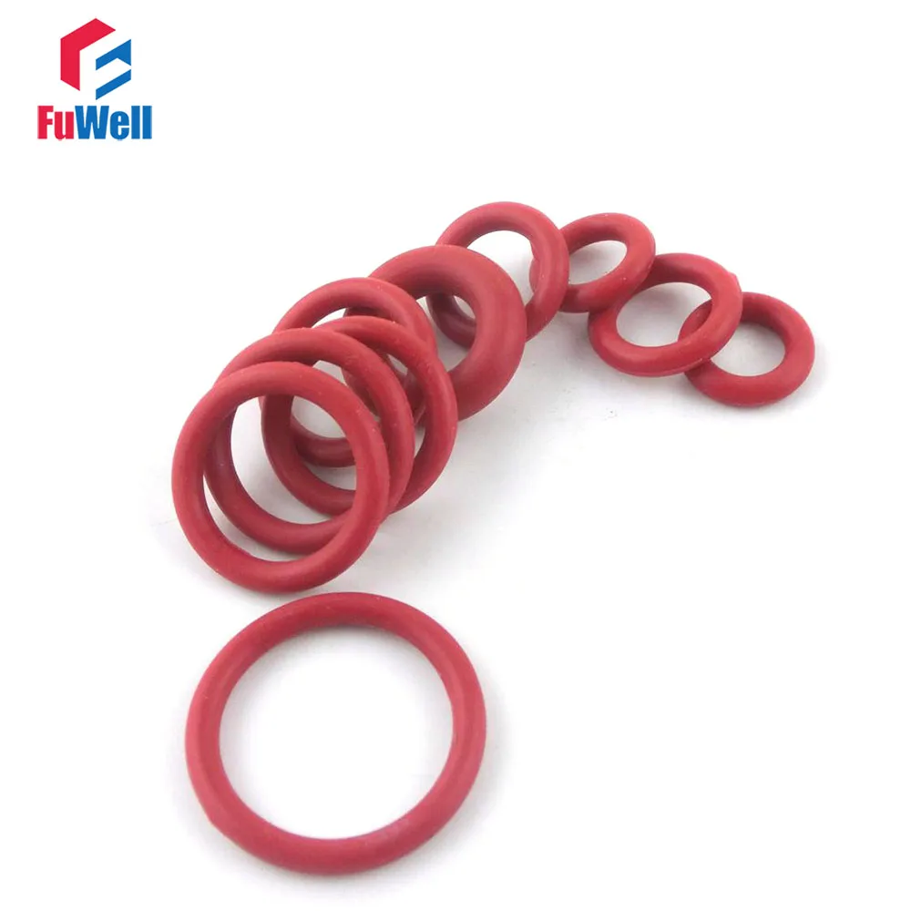 

200pcs 1mm Thickness Red Silicon O-ring Seals Gasket 15/16/17/18/19/20/21/22/23/24/25mm OD Rubber O Rings Sealing Washers