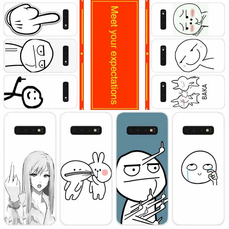 Phone for Samsung Galaxy S10 E S9 S8 Plus S7 s6 Edge s10 plus s5 Note 10 9 8 Case meme face Middle Finger Funny Cartoon Lovers
Phone for Samsung Galaxy S10 E S9 S8 Plus S7 s6 Edge s10 plus s5 Note 10 9 8 Case meme face Middle Finger Funny Cartoon Lovers