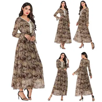 Fashion Muslim Women V-Neck Chiffon Long Maxi Dress Print Floral Abaya Gown Robe Long Sleeve Islamic Clothing Loose Summer Dress
Fashion Muslim Women V-Neck Chiffon Long Maxi Dress Print Floral Abaya Gown Robe Long Sleeve Islamic Clothing Loose Summer Dress