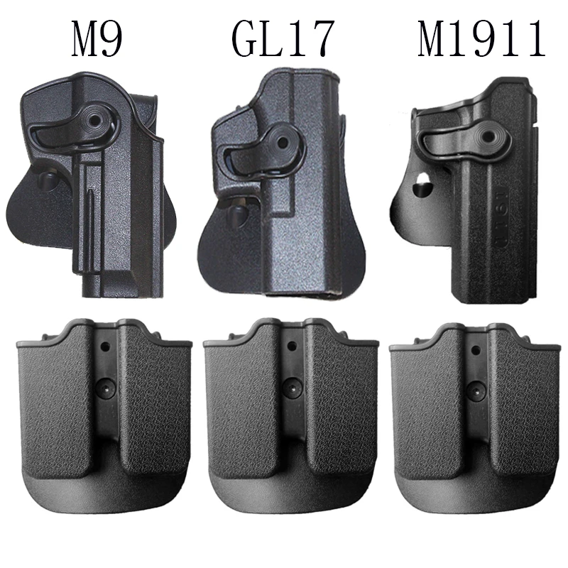 IMI Quick Release Gun Holster Right Hand Belt For Glock 17 19 M9 1911 Airsoft Pistol Holster Hunting Combat Shooting with Pouch
IMI Quick Release Gun Holster Right Hand Belt For Glock 17 19 M9 1911 Airsoft Pistol Holster Hunting Combat Shooting with Pouch