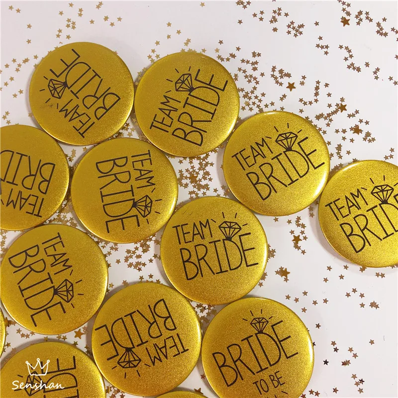 6Pcsset Flash Gold Hen Party Bride To Be Badge Team Bride Badge Bridesmaid Decoration Bachelor Party Wedding Party Supplies (8)