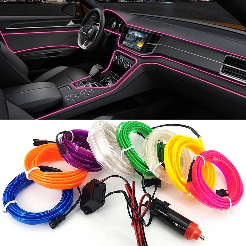1M/2M/3M/5M Car Interior Lighting Auto LED Strip Garland EL Wire Rope Tube Line flexible Neon Light With 12V USB Cigarette Drive
1M/2M/3M/5M Car Interior Lighting Auto LED Strip Garland EL Wire Rope Tube Line flexible Neon Light With 12V USB Cigarette Drive