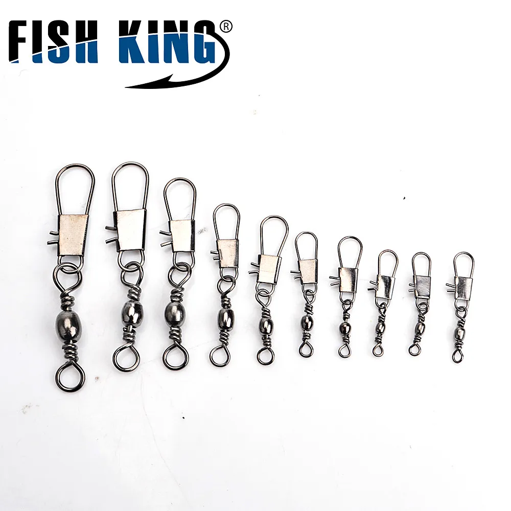 FISH KING 10PCS/Pack 2#-22# Fishing Barrel Swivel With Inter Lock Snap Fish Hook Lure Connector Terminal Pesca Fishing Tackle
FISH KING 10PCS/Pack 2#-22# Fishing Barrel Swivel With Inter Lock Snap Fish Hook Lure Connector Terminal Pesca Fishing Tackle