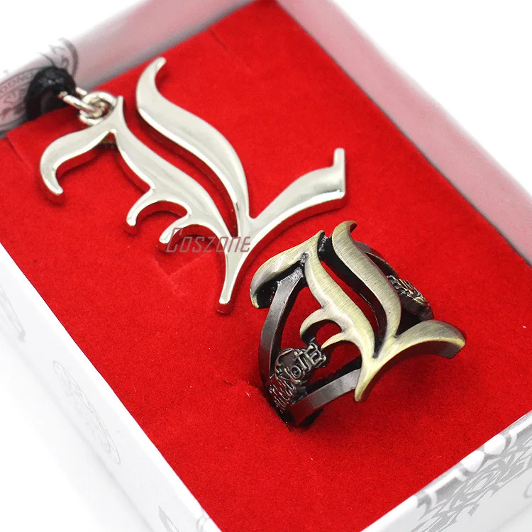 Death Note Ring Necklace Set Cosplay Alloy Pendant Jewelry Accessory Set With Box Unisex Souvenir Gift
Death Note Ring Necklace Set Cosplay Alloy Pendant Jewelry Accessory Set With Box Unisex Souvenir Gift