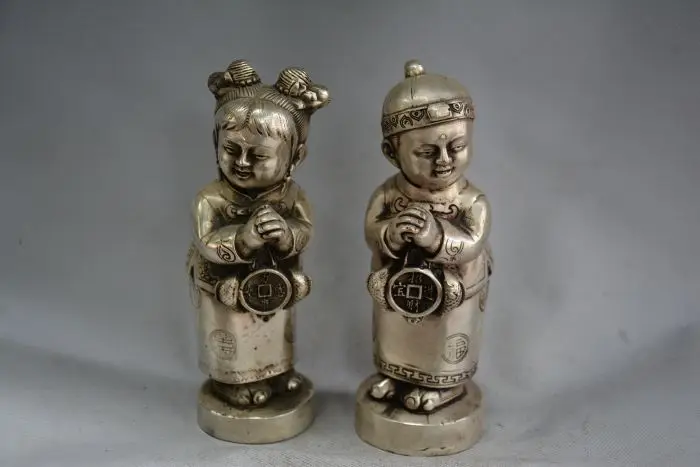 Lovely Old QingDynasty Silver Carving/ Statue----Lucky Boy, A pair, best collection&adornment,free shipping
Lovely Old QingDynasty Silver Carving/ Statue----Lucky Boy, A pair, best collection&adornment,free shipping