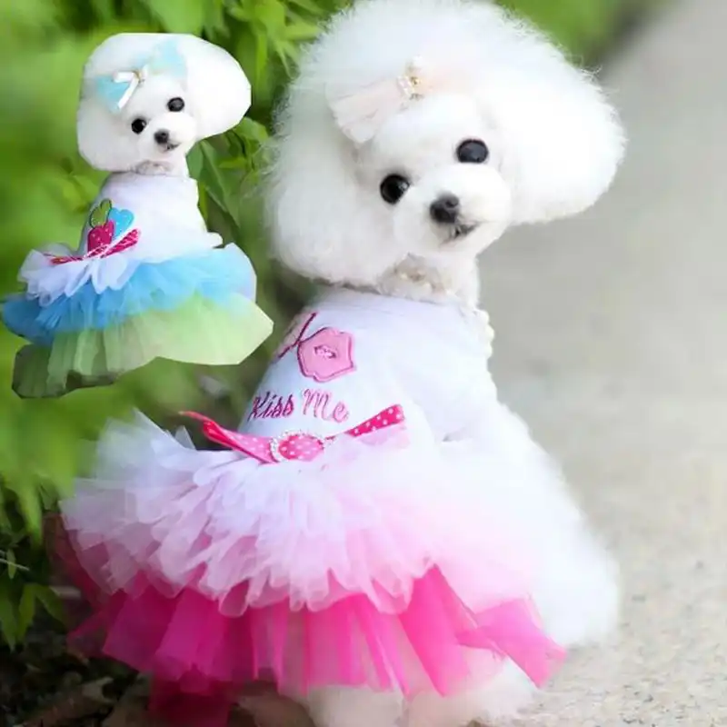 Pet Dog Clothes Lace Classic Tie Skirt Princess Cute Dog Dress 6
