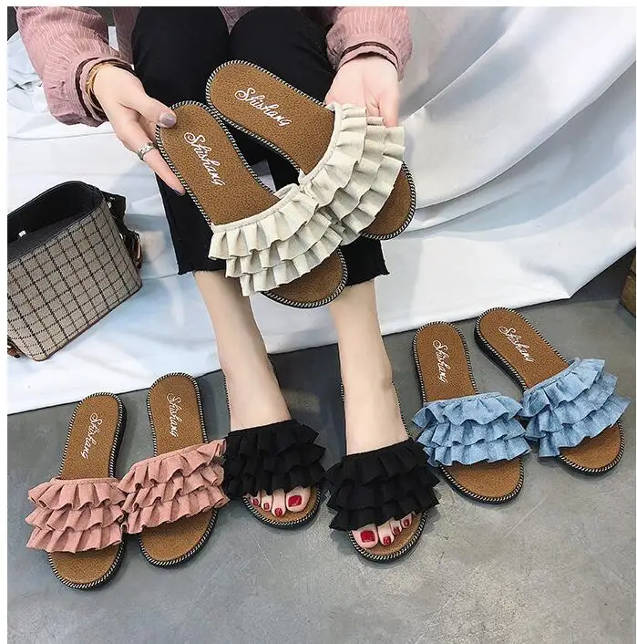 2019 womens korean Stylish flock lace slipper Female student summer flat causal sandals shoe
2019 womens korean Stylish flock lace slipper Female student summer flat causal sandals shoe