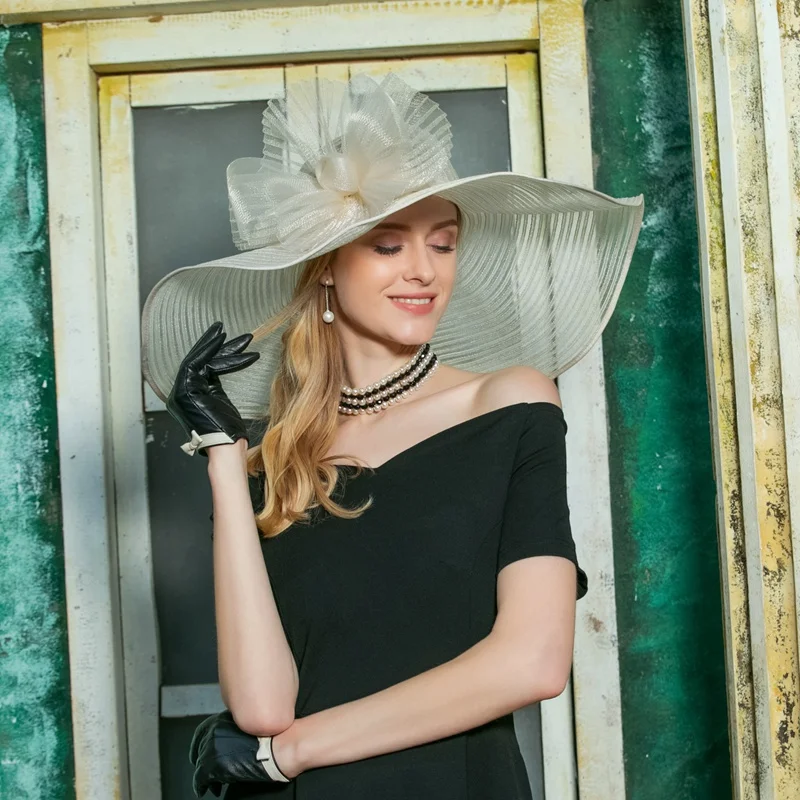 Women Fedoras Hat Organza Wide Brim Church Sinamay Hats Lady Flowers Wedding Dress Hat Kentucky Derby Party Hat B-8201
Women Fedoras Hat Organza Wide Brim Church Sinamay Hats Lady Flowers Wedding Dress Hat Kentucky Derby Party Hat B-8201